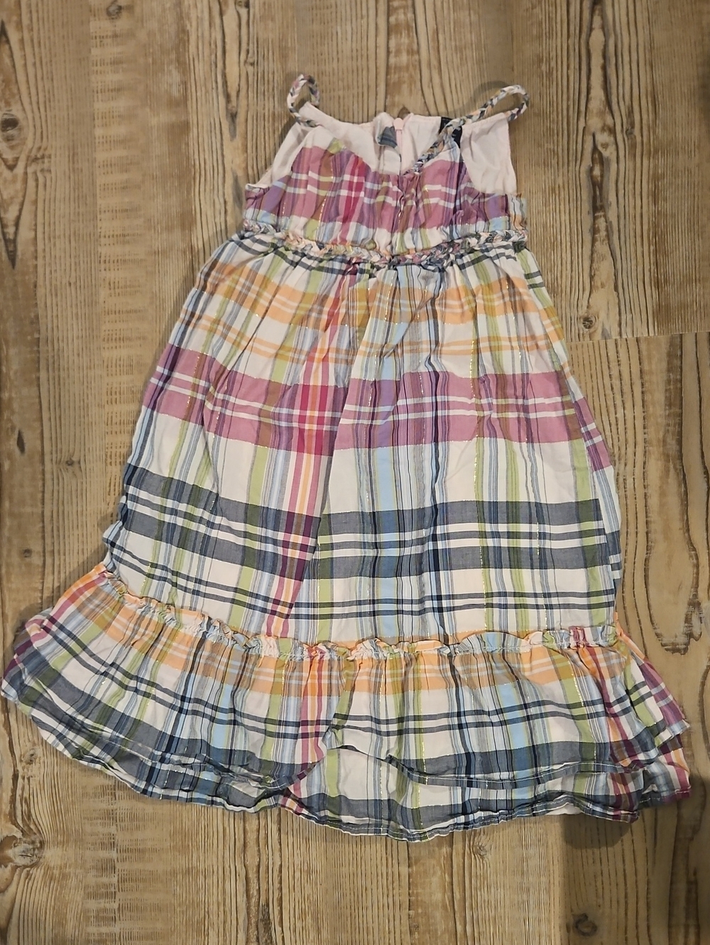 GAP Plaid Pink Toddler Dress with Multicolor Braided Strap